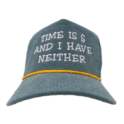 Time Is Money And I Have Neither GREEN SNAPBACK GOLD Rope CUSTOM EMBROIDERED CAP HAT COLLAB SHAWN RICKETTS
