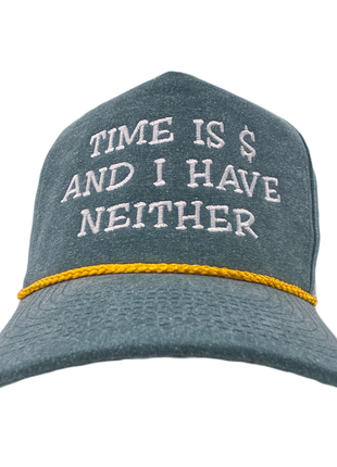 Time Is Money And I Have Neither GREEN SNAPBACK GOLD Rope CUSTOM EMBROIDERED CAP HAT COLLAB SHAWN RICKETTS
