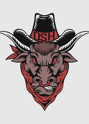 Old School Hats Bull CUSTOM PRINTED WHITE T-SHIRT