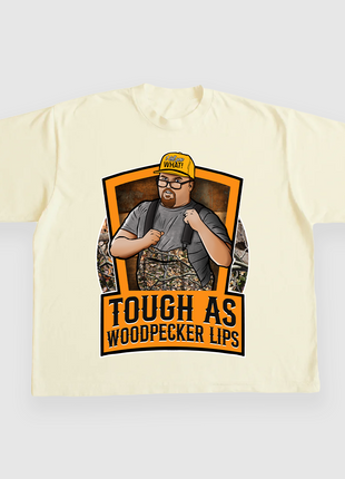 TOUGH AS WOODPECKER LIPS JUSTIN STAGNER CUSTOM PRINTED T-SHIRT
