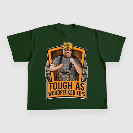 TOUGH AS WOODPECKER LIPS JUSTIN STAGNER CUSTOM PRINTED T-SHIRT