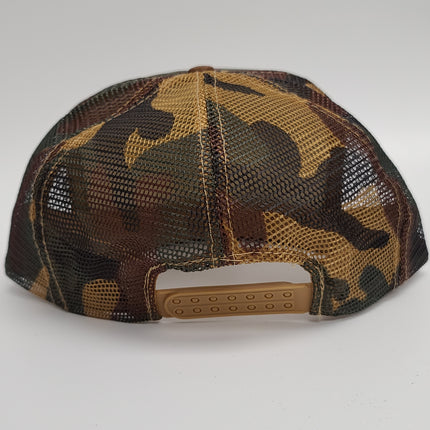 Vintage Camo With Mid Crown Flat Brim Blank Foam Mesh Tan Rope Snapback Hat With Rope