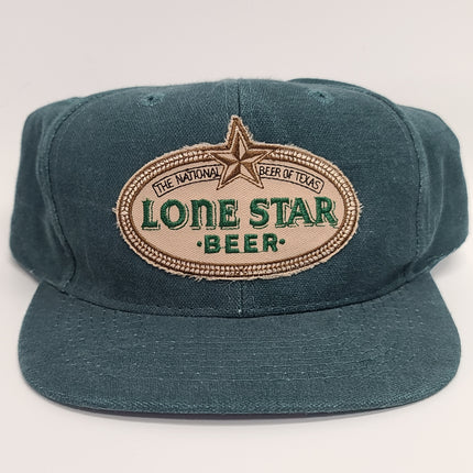 Custom Lone Star Beer The National Beer Of Texas Forest Green Vintage Strapback With Low Crown And Flat Brim Cap Hat (Ready To Ship)