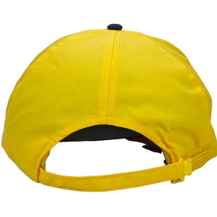 Vintage Yellow Mid Crown Navy Brim 5 Panel Zipback Hat Cap with Navy Rope