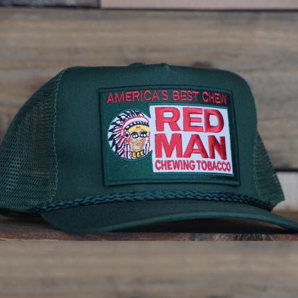 Custom Red Man Chewing Tobacco Vintage Rope Mesh Back Curve Brim Trucker Snapback Cap Hat