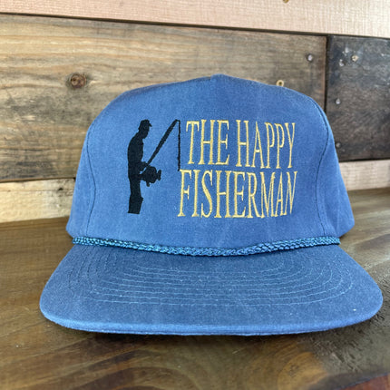 The Happy Fisherman Sky Blue Golf Rope Snapback Cap Hat Custom Embroidered