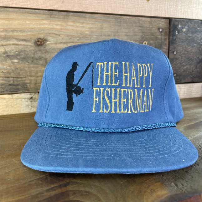 The Happy Fisherman Sky Blue Golf Rope Snapback Cap Hat Custom Embroidered