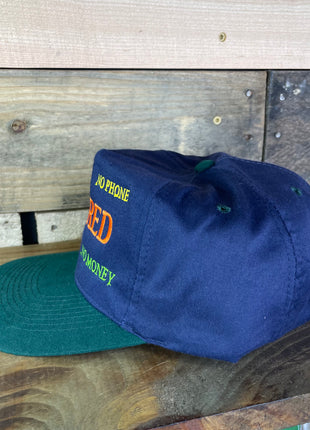 RETIRED Vintage Navy Green Brim Strapback Cap Hat Embroidered