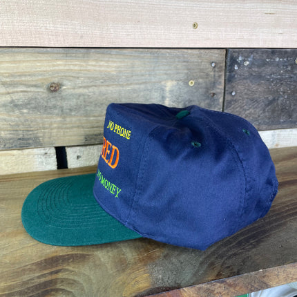 RETIRED Vintage Navy Green Brim Strapback Cap Hat Embroidered