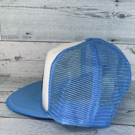 Old School Blue Bass Fishing Mesh Trucker Snapback Cap Hat