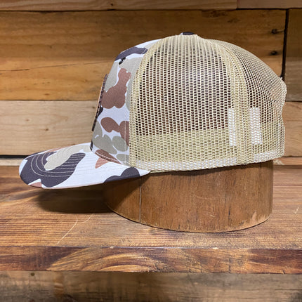 The Leather Head Hat Co peach silhouette ass Camo 5 panel mesh Snapback hat cap