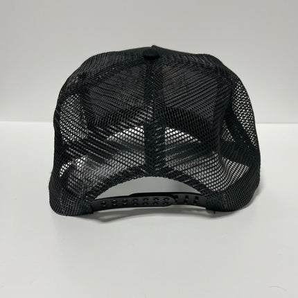 Deer Hunting Scene White Rope Vintage Black Mesh Trucker Snap Back Cap Hat Tall Crown Custom Embroidered