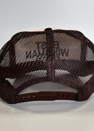 Best Wingman Ever Vintage Brown Mesh Trucker SnapBack Hat Cap Custom Embroidery
