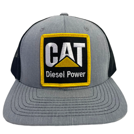 Custom CAT Caterpillar Diesel Power Gray Crown Navy Mesh SnapBack Hat Cap Fits like a Richardson
