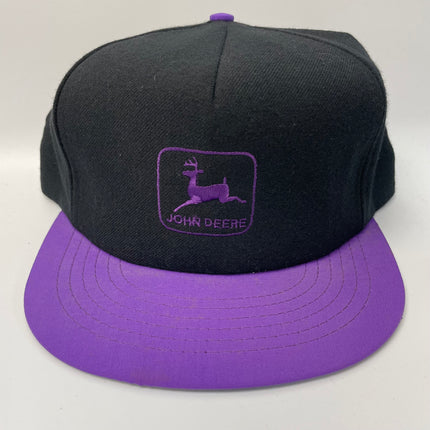 Vintage John Deere JD Black crown Purple brim SnapBack Hat Cap