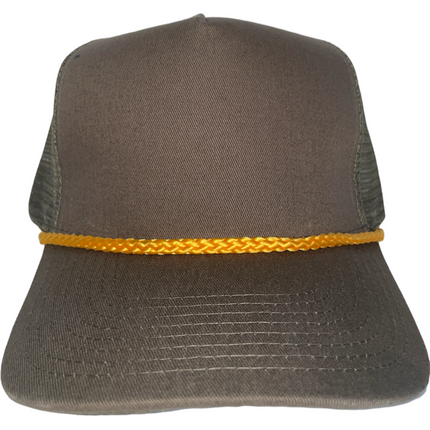 Retro Brownish Crown 5 Panel SnapBack Hat Cap with Rope