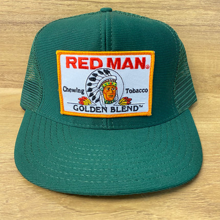 Custom RED MAN GOLDEN BLEND Vintage Green Mesh Trucker SnapBack Cap Hat