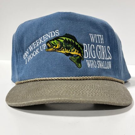 ON WEEKENDS I HOOK UP WITH BIG GIRLS WHO SWALLOW Funny Fishing SnapBac –  Old School Hats