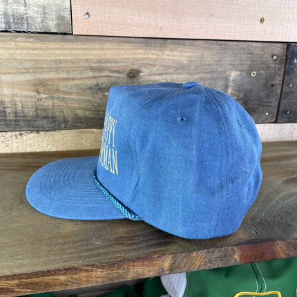 The Happy Fisherman Sky Blue Golf Rope Snapback Cap Hat Custom Embroidered