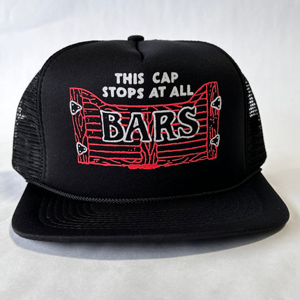 Vintage This Cap Stops At All Bars Black Mesh Trucker SnapBack Cap Hat DEADSTOCK Never Worn