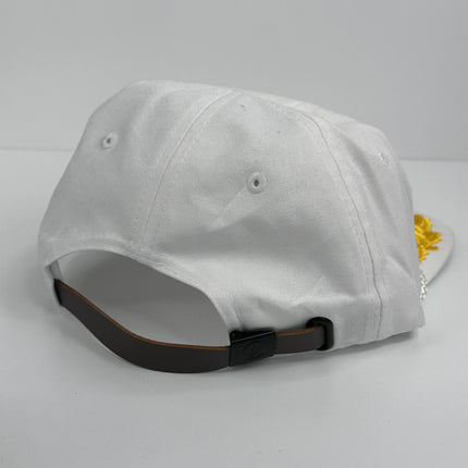 Golf Crest White Gold Leaf Rope Strapback Cap Hat Custom Embroidered