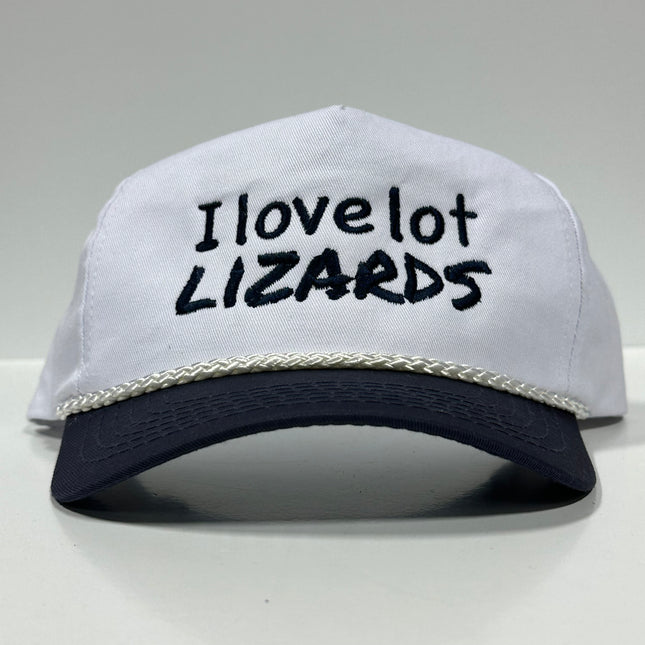I LOVE LOT LIZARDS Vintage Rope Navy Brim SnapBack Cap Hat Custom Embroidered