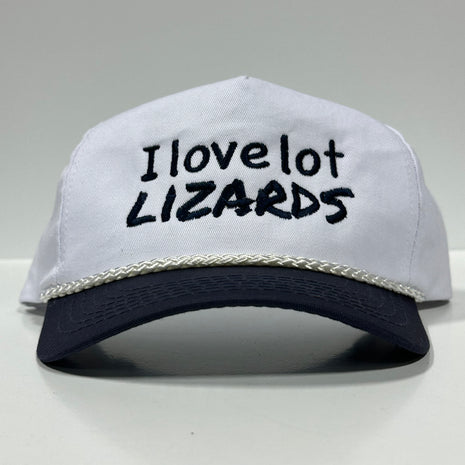 I LOVE LOT LIZARDS Vintage Rope Navy Brim SnapBack Cap Hat Custom Embroidered