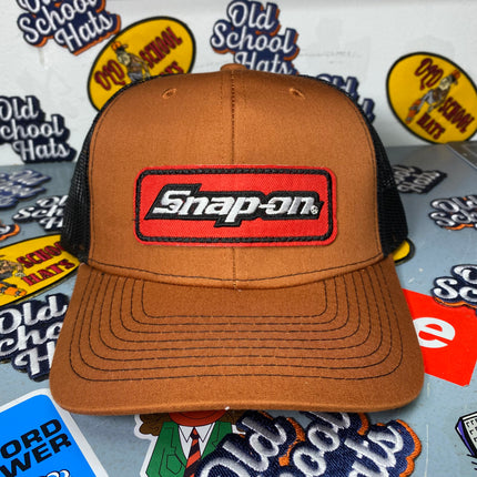 Custom Snap On Vintage Orange crown Black Mesh Snapback Hat Cap