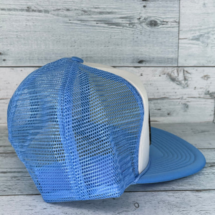 Old School Blue Bass Fishing Mesh Trucker Snapback Cap Hat