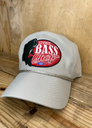 Old SchoolBass Shop Fishing Gray curve Brim Snapback Cap Hat