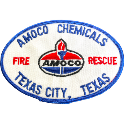 Vintage Amoco Chemicals Fire Resue Texas City Texas 3.5” Sew On Oval Patch