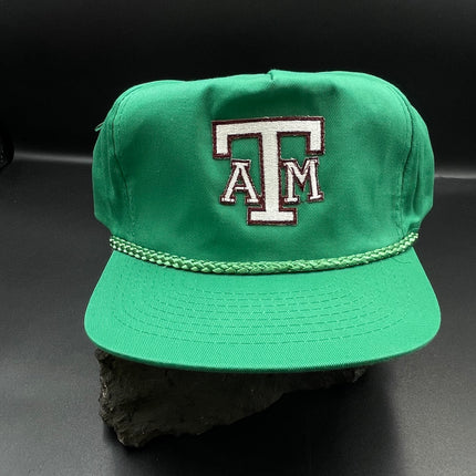 Custom Texas A&M Aggies Rope vintage green snapback hat capready to ship