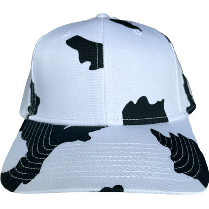 Retro Cow Print Mid to Low Crown SnapBack Hat Cap