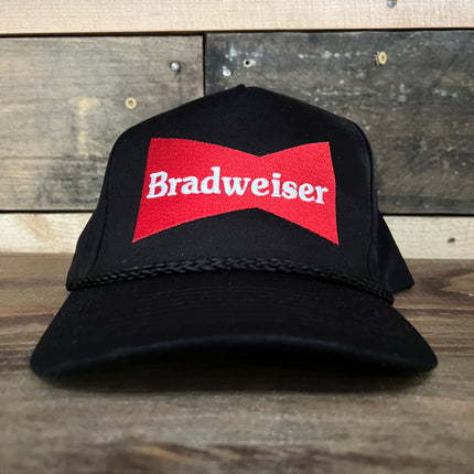 Bradweiser Vintage Black SnapBack Hat Cap with Black rope Custom Embroidery