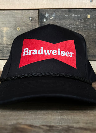 Bradweiser Vintage Black SnapBack Hat Cap with Black rope Custom Embroidery