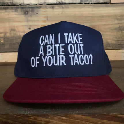 Can I take a bite out of your taco? Vintage Strapback hat cap custom embroidery