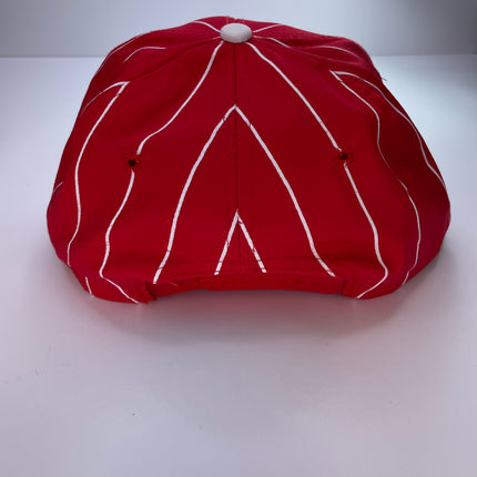 Georgia Script Vintage Red White Pinstripe Mid Crown Snapback Cap Hat Custom Embroidery