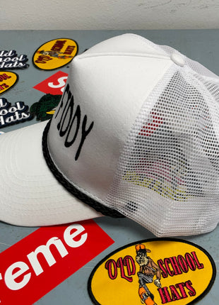 Rowdy Roger Official Two Fiddy White Mesh with Black Rope Snapback
