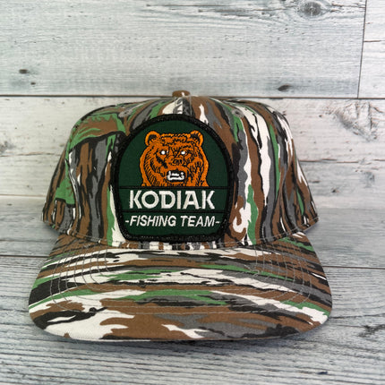 Custom Kodiak Fishing Team Vintage Camouflage SnapBack Hat Cap