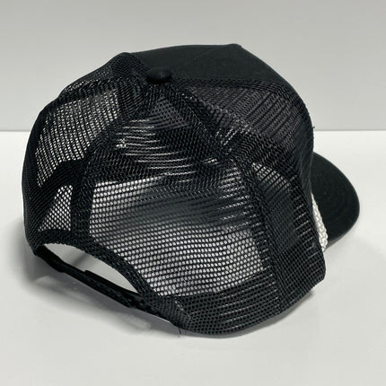 YIPPEE-KI-YAY White Rope Vintage Custom Embroidered Black Mesh Trucker Snapback Cap Hat