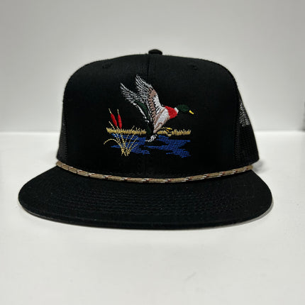 Mallard Duck Black Mesh SnapBack Hat Cap Custom Embroidery