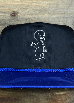 Custom Casper Glows in the dark Vintage Custom Embroidered Rope Blue Brim Black Snapback Cap Hat