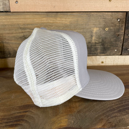 Custom Embroidered Music City Nashville TN Vintage Gray White Mesh Trucker Snapback Cap Hat Made in USA