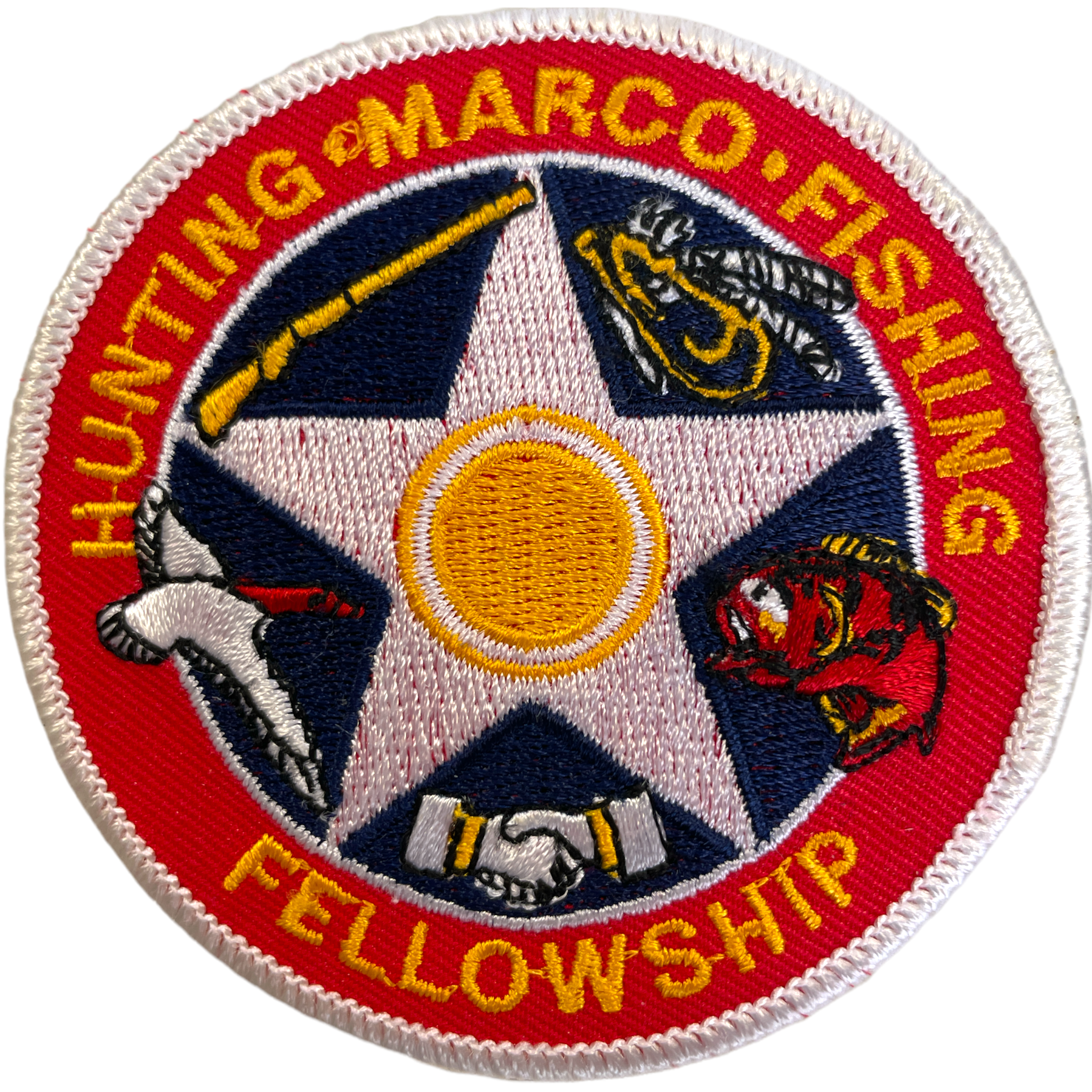 Vintage Hunting Marco Fishing Fellowship 3” Sew On Circle Patch