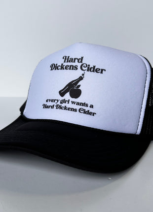 Hard Dickens Cider Funny Inappropriate Trucker Hat Black Mesh SnapBack Cap Custom Printed