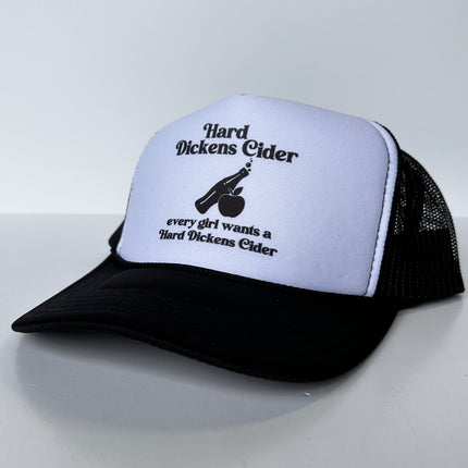 Hard Dickens Cider Funny Inappropriate Trucker Hat Black Mesh SnapBack Cap Custom Printed