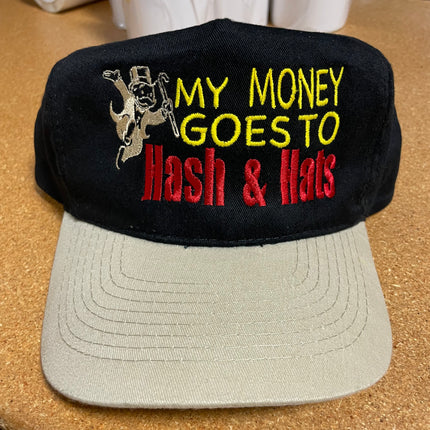 My Money Goes To Hash & Hats Vintage Custom Embroidered Strapback Cap Hat