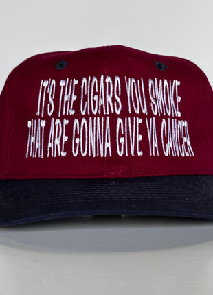 It’s the cigars you smoke that are gonna give ya cancer Strapback Hat Cap Funny Potent Frog Collab Custom Embroidery