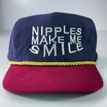 Nipples Make Smile With Rope Maroon brim Vintage Strapback Cap Hat Funny Embroidered