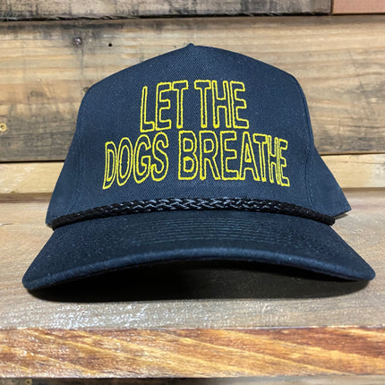 Let the dogs breathe black rope Snapback hat cap custom embroidery